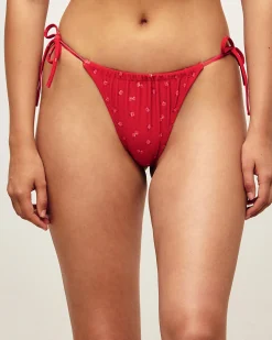Bas de maillot de bain tanga avec motifs floraux