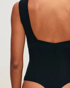 Body string dos nu en coton côtelé avec pads intégrés