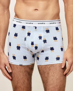 Boxer en coton à rayures et motif oursons