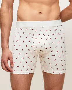 Boxer long en coton avec motif piments