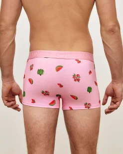 Boxer rose en coton motifs fruits