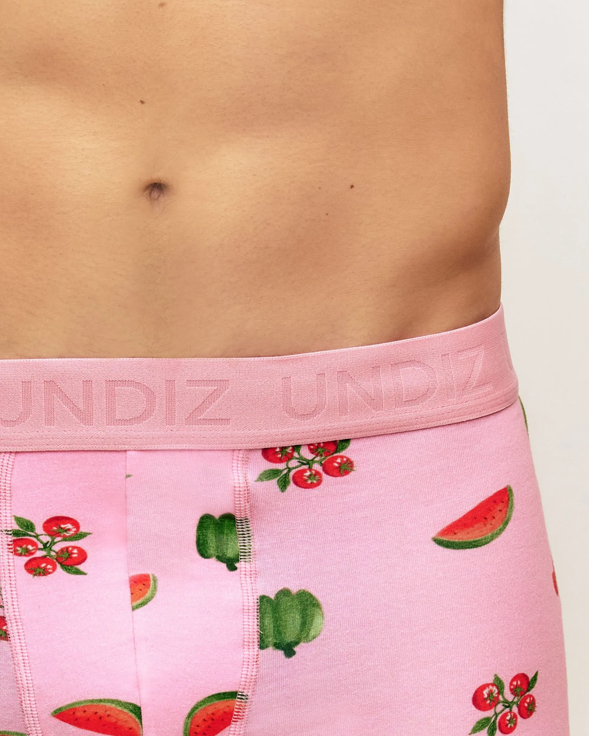 Boxer rose en coton motifs fruits