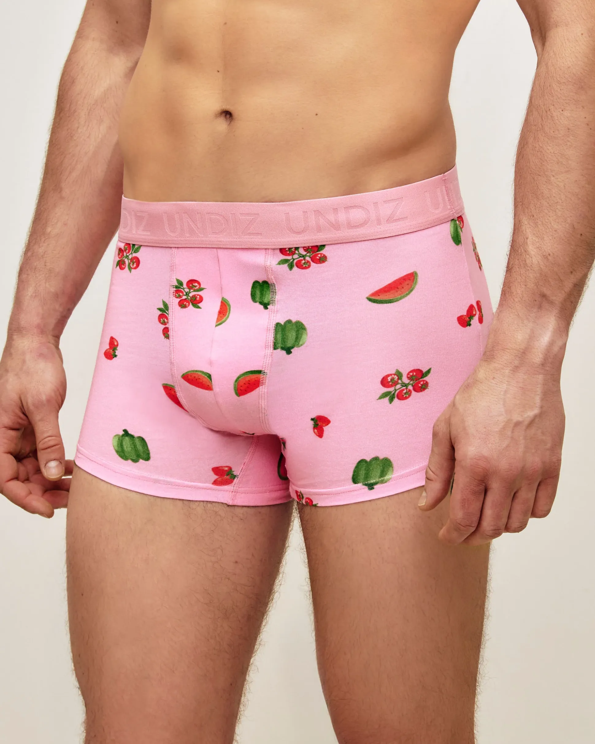 Boxer rose en coton motifs fruits