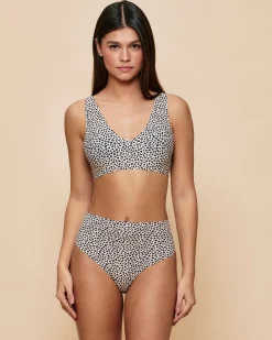 Brassière microfibre sans couture motif léopard