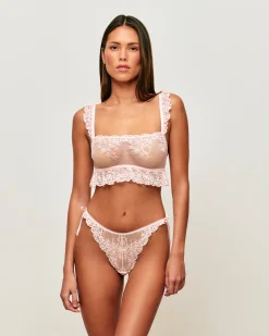 Brassière volantée en dentelle florale