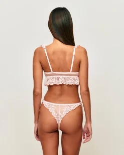 Brassière volantée en dentelle florale