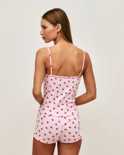 Caraco en jersey à motif fraises