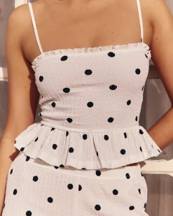 Caraco matière texturée motifs à pois