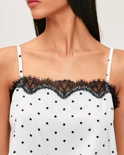 Débardeur en satin à imprimé pois