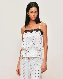 Débardeur en satin à imprimé pois