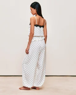Débardeur en satin à imprimé pois