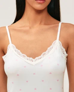 Ensemble de pyjama en jersey à motifs cœurs et dentelle