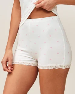 Ensemble de pyjama en jersey à motifs cœurs et dentelle