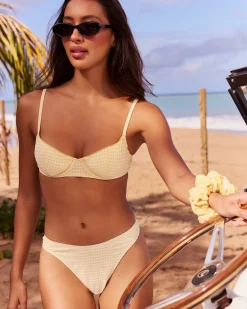 Haut de maillot de bain corbeille imprimé vichy gaufré
