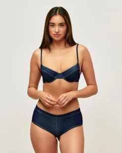 Haut de maillot de bain corbeille effet jean
