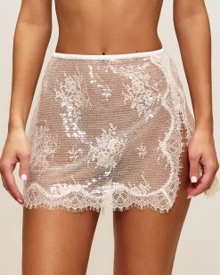 Jupe en dentelle transparente avec sequins