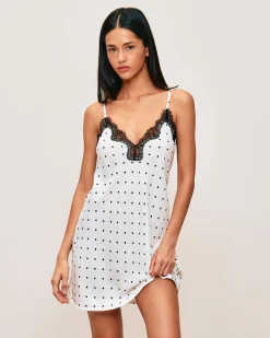 Nuisette en satin à pois