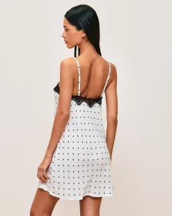 Nuisette en satin à pois