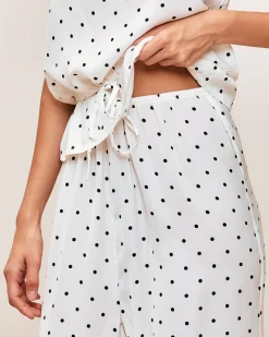 Pantalon balloon en satin à pois