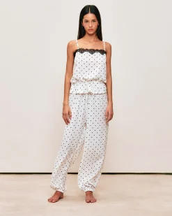 Pantalon balloon en satin à pois