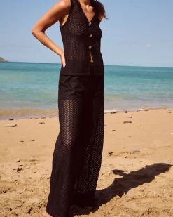 Pantalon droit crochet avec short intégré