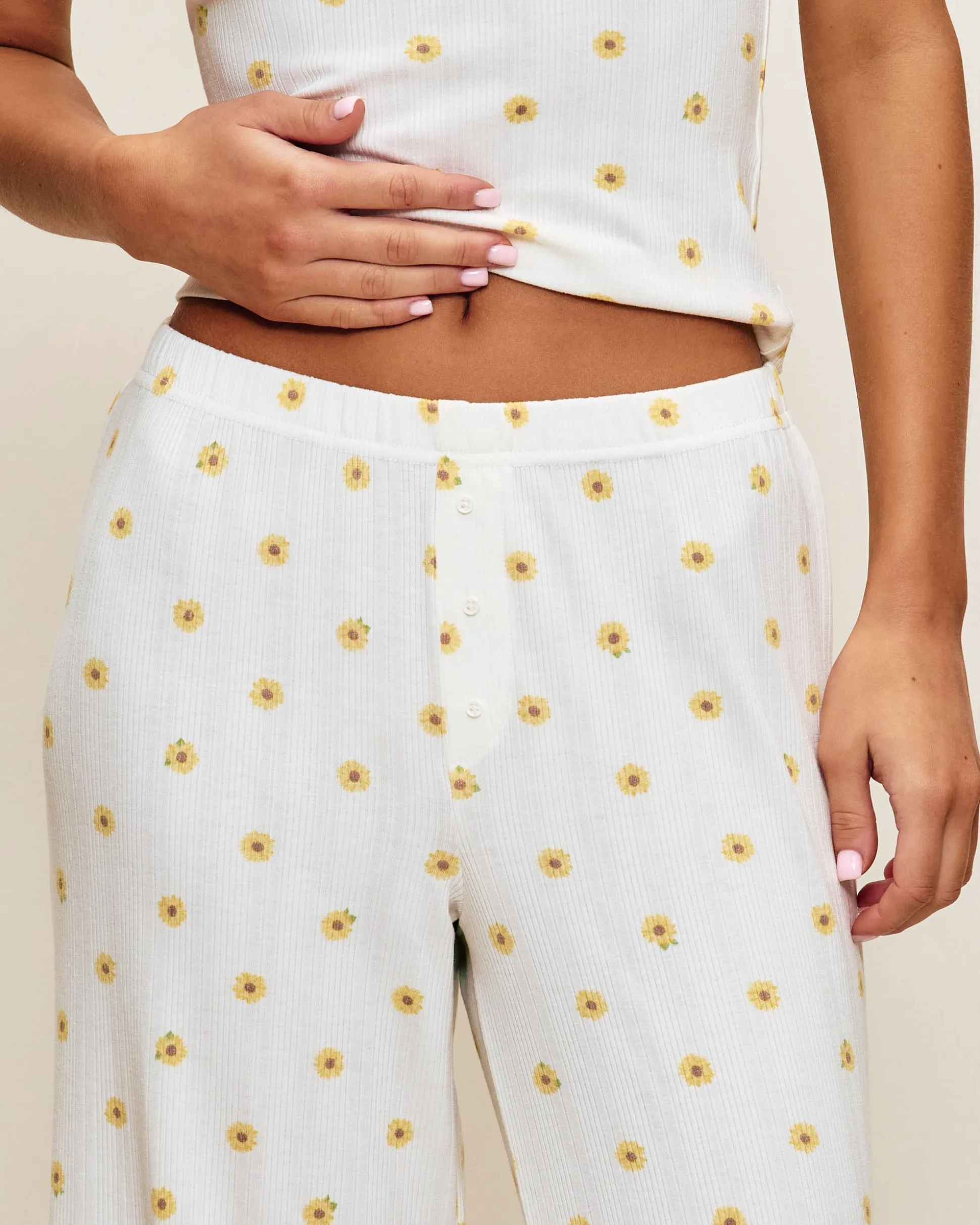 Pantalon droit en jersey à fleurs