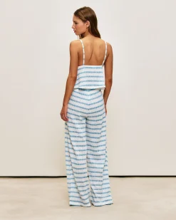 Pantalon en crochet avec motif rayé