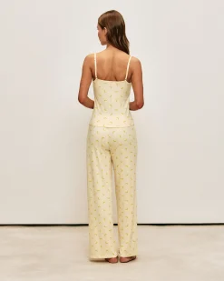Pantalon en jersey côtelé avec motifs bananes