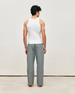 Pantalon en popeline à carreaux avec ceinture intégrée