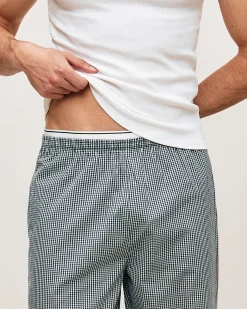 Pantalon en popeline à carreaux avec ceinture intégrée
