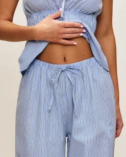 Pantalon en popeline de coton à rayures