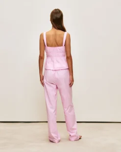 Pantalon en popeline de coton à rayures