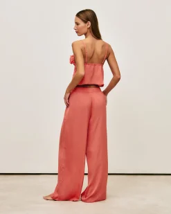 Pantalon large en satin