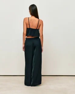 Pantalon large fluide en satin