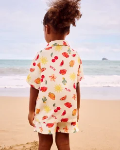 Set chemise à manches courtes et short à motifs fruits et fleurs