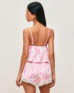 Short échancré en satin et dentelle