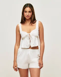 Short en coton avec broderie