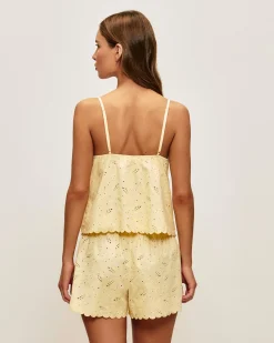Short en coton avec broderie anglaise