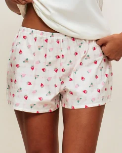 Short en coton à motifs fraises