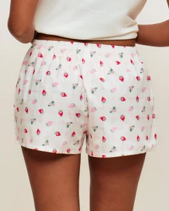 Short en coton à motifs fraises