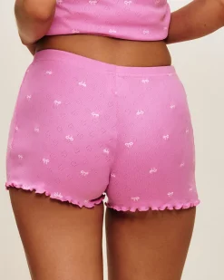 Short en coton pointelle avec imprimé nœuds