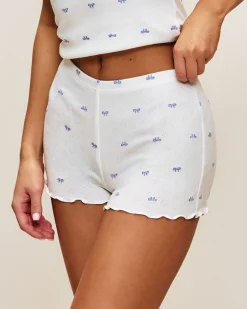 Short en coton pointelle avec imprimé nœuds
