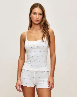 Short en coton pointelle avec imprimé nœuds