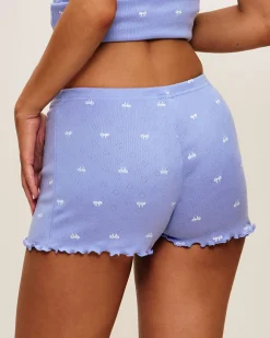Short en coton pointelle avec imprimé nœuds