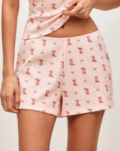 Short en dentelle avec imprimé fleurs et santiags