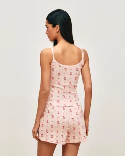 Short en dentelle avec imprimé fleurs et santiags