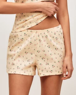 Short en pointelle avec imprimé fleurs