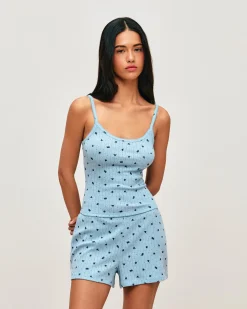 Short en pointelle imprimé fleurs et pois