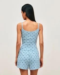 Short en pointelle imprimé fleurs et pois