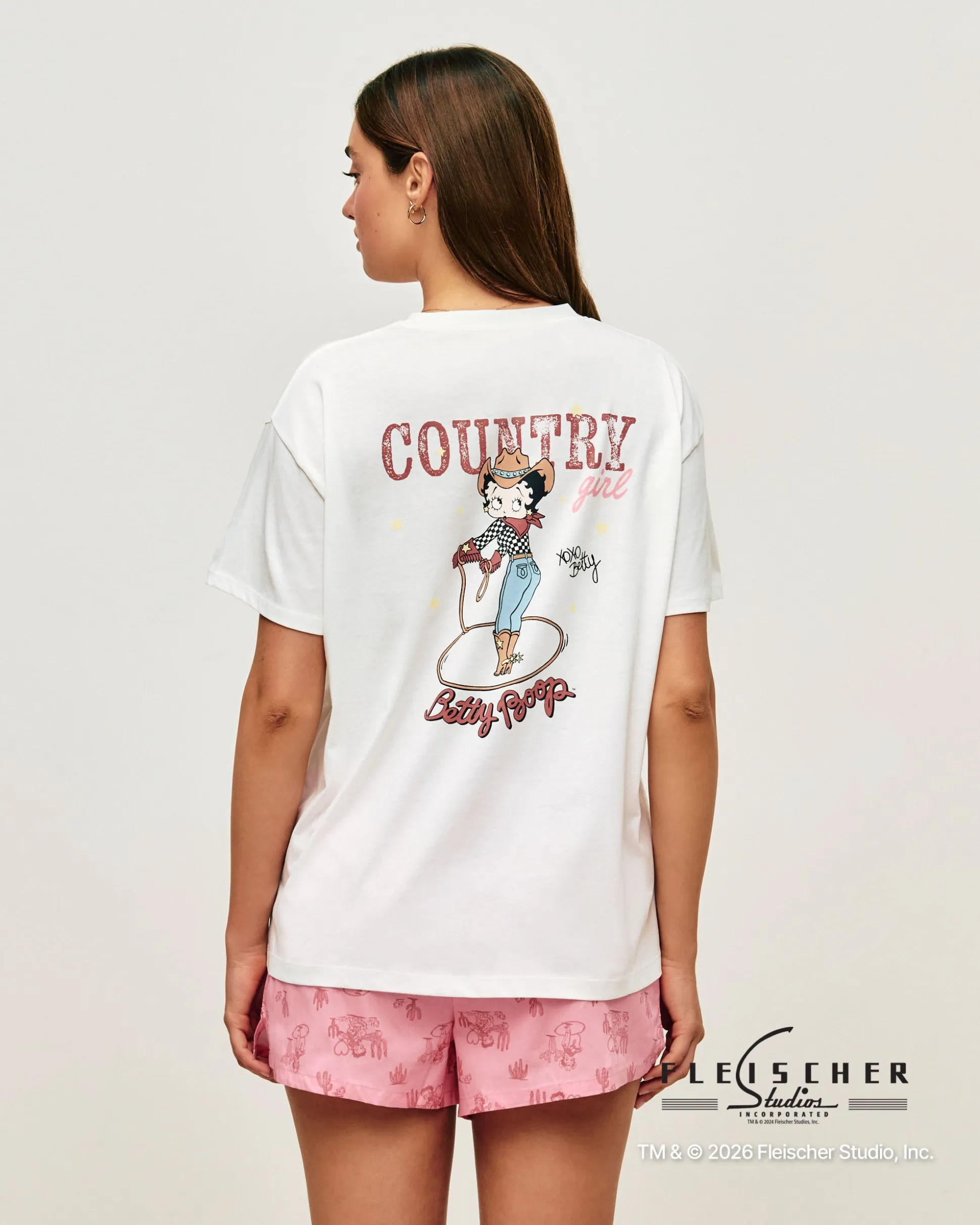 Short en popeline de coton imprimé Betty Boop